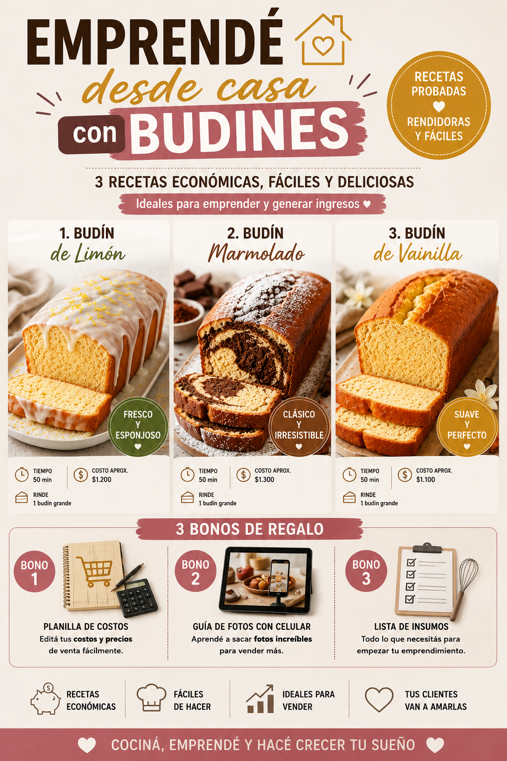 emprende con budines y gana mas de 800 mil al mes